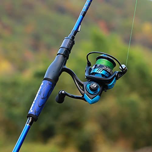 One Bass Caña de Pescar IM7 Graphite Spinning y Casting, 2 Piezas de Alta Calidad con Mango de Super Polímero miniatura 7