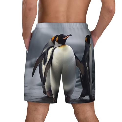 Men's Swim Trunks Quick Dry Board Shorts Funny Penguins Beach Shorts with Pocket Bathing Suits for Men3