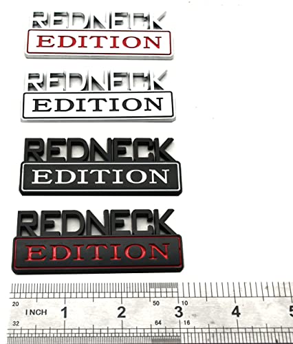Image of 2pcs 3.1 inch Redneck Edition Exterior Emblem CAR Truck Boat Decal Logo Replacement for F-150 F250 F350 Silverado RAM 1500 (Chrome Red)