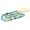 Agate Stone Hand Knotted Garland Modern Farmhouse Rustic Table Home Decor 30inch Meditation Accessories with Tassel Prayer Healing Beads Boho Wall Shelf Hanging Decoration Lime Green