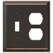 Amerelle Century Single Toggle/Single Duplex Steel Wallplate in Aged Bronze