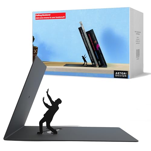 Artori Design Book Ends to Hold Books Heavy Duty - Hidden Metal Bookends for Shelves Desk or countertop - Bookend Book Holder for Home Decorative - Gift for Book Lovers and Home Decor (Falling) by Artori Design - Used condition - US$16.57