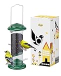 iBorn Metal Niger Seed Bird Feeder,Bird Feeders Hanging,Bird Seed feeder for Goldfinch,Bird Feeders for Small Birds,20 CM/8 Inch,Green