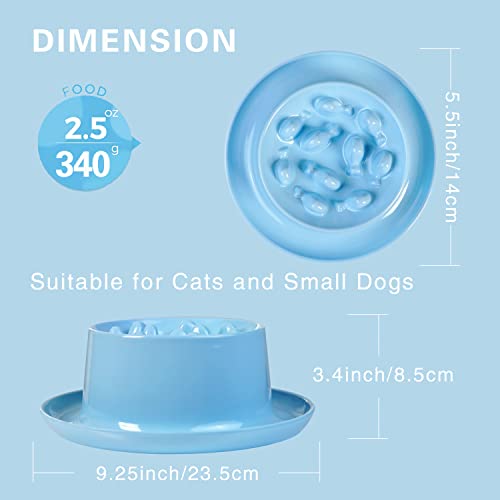 Raised Slow Feeder Cat Bowl, Fish Pool Design Elevated Slow Feeder Dog Bowls, Fun Interactive Bloat Stop Cat Slow Feeder Dry Food, Reduces Neck Burden Slow Down Eating Anti Vomiting Non-Slip No Spill #TOP1