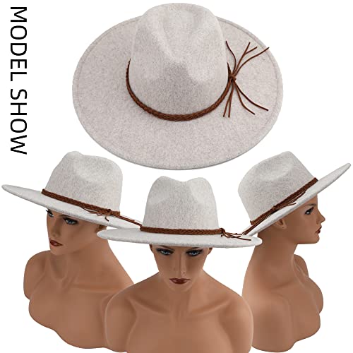 Pro Celia Big Wide Brim Women Fedora Hat Western Felt Large Panama Hat (Khaki) #TOP4