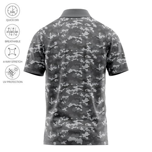 Image of Patriotic USA Golf Polo Shirt - Men's Performance Short Sleeve Moisture Quick Dry Fit Athletic Veteran UPF Stretch Casual Fun