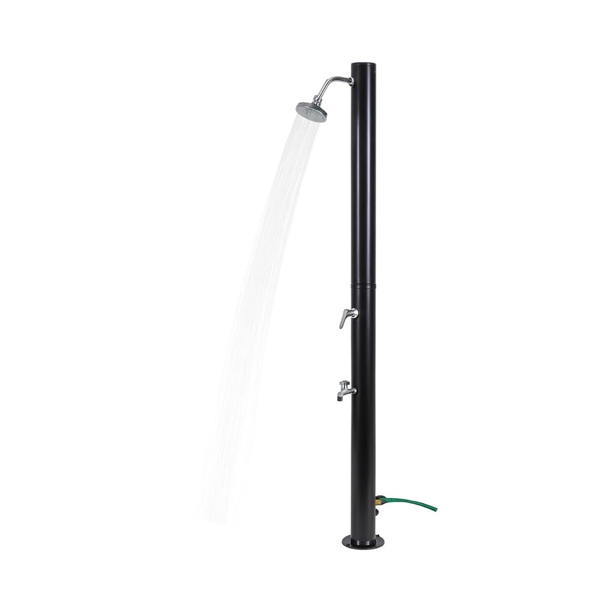 Solarny prysznic zewnętrzny 20L Wysokość 217cm 3.5Bar Średnica 15cm Czarny Dysza i bateria chromowane Prysznic ogrodowy Basen Plaża