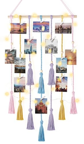 Mkono Hanging Photo Display Boho Macrame Wall Decor Teen Girl Teenage Gifts