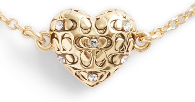 Coach, Women's, Signature Quilted Heart Slider Bracelet, Crystal/Gold, One Size - Image 3