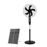 Mofgoe Ventilatore A Piantana Ricaricabile A Energia Solare, Ventilatore A Piantana per Esterni/Interni, Ventilatori Portatili da Campeggio, 2 Metodi di Ricarica, per Officine E Garage,Nero