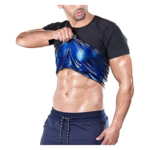 XUEBIN Chaleco Sauna Camiseta Reductora para Hombre Trajes Adelgazantes De Sudoración Deporte Top T-Shirt Compresion Manga Corta para Fitness Gym Running Traje Sauna(Men,S)