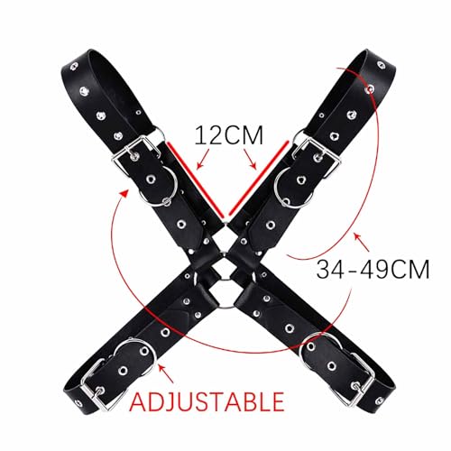 Fstrend Men's Leather Chest Harness Belt Rivets Black Shoulder Strap Fashion Rave Body Accessory4