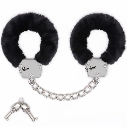 KISSHAKE BDSM Bondage Restraints Couples Sex Toys Adult Toys for Women & Men Metal Handcuffs with Keys for Sex Furniture Adult Toy Games Fuzzy Cuffs for Fetish Role Play Bondage Gear & Accessories