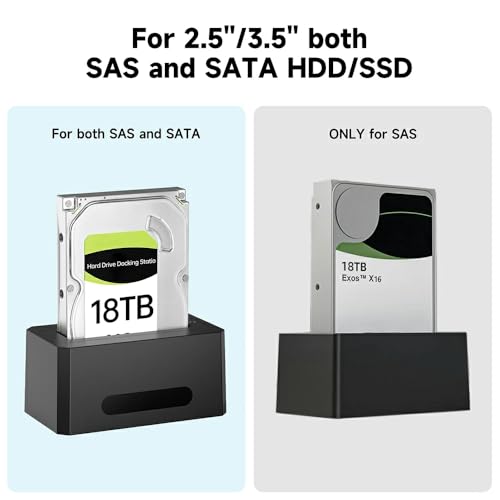 Image of ANYOYO SAS to USB 3.0 Adapter, 2.5 /3.5 inch External SATA /SAS Enclosure USB-A /C Cable, HDD SSD Enclosure with 12V /2A Power Adapter, Support up to 18TB