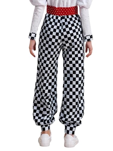 Kids Boys Girls Kitchen Restaurant Chef Pants Elastic High Waistband Plaid Pants for School Performances4