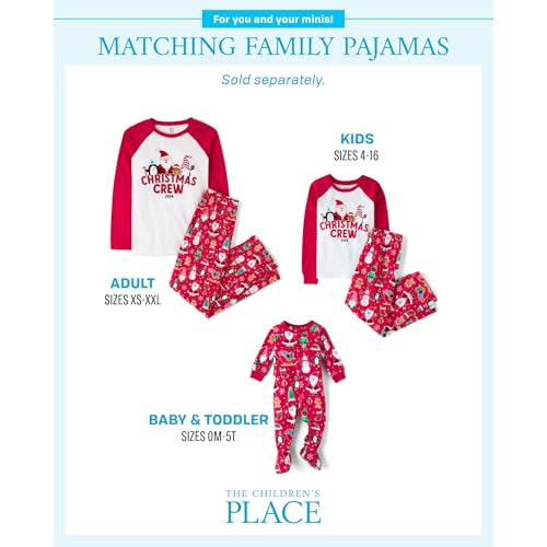 The Children's Place,Unisex Baby,Family Matching, Holiday Pajama Sets, Fleece,Red Xmas Crew '24,3 Years
