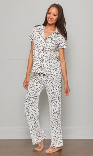 Image of bebe Womens 2 Piece Bridesmaid Pajamas Set Short Sleeve Button Down Shirt and Pants