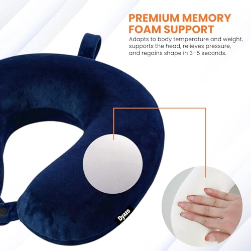 Image of Premium Travel Neck Pillow for Flight, Car & Bus | Lightweight Soft Velvet Neck Support Pillow for Sleeping, Head Rest, Cervical Comfort & Pain Relief for Men & Women (Blue)