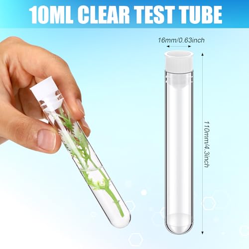 image for Flutesan 200 Pcs Clear Plastic Test Tubes 16 x 100 mm(10 ml) Test Tube