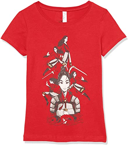 T-shirt Mulan fille rouge Disney grand modèle haut manches courtes coton imprimé