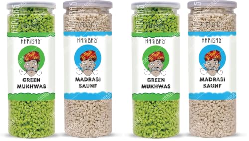 Image of HARIBAS Combo Madrasi Mukhwas 200gm and Green 200gm | Mouth Fresheners | Bottle | Sweet Saunf Mouth Freshener, After Meal and Drink Mouth Freshener - Easy to Store (Pack of 2)
