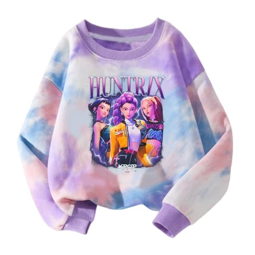 Genérico Sudadera KPOP Niña,2026 Sudadera sin Capucha Moda Anime con Estampada de Demon música Sudaderas Cómodo Y2K Sweatshirts para Niña de 2 a 14 Años 100 Dark Purple ES458