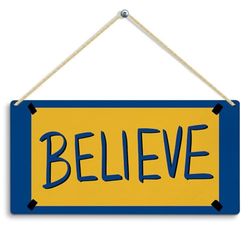 Motivational Believe Sign TV Show Decor Home Office Front Door Hanging Plaque Decor Gifts for Soccer Football Coach lover 12x6