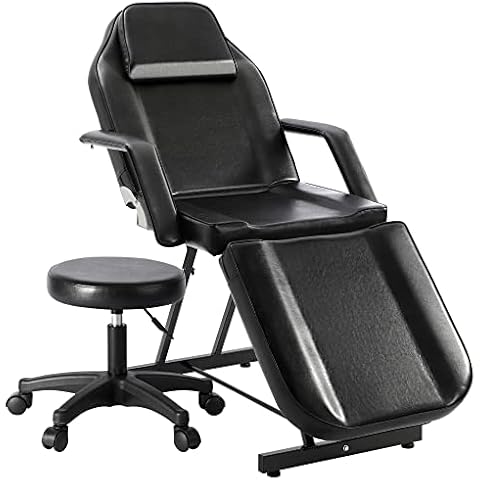 LOUVIXA Tattoo Chair, Adjustable Facial Chair 73 Inch Salon Bed with Hydraulic Stool for Professional Massage Beauty Spa (Black) Cover