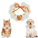 3.🍊【Exquisite Verarbeitung】 Der haustier gestrickter schal wird von Hand gewebt. Der handgefertigt gestrickt halsband hat ein süßes kleines Orange und ist mit vielen glänzenden Kunstperlen verziert. Schlank und doch raffiniert, ist es ein Muss für die Dekoration von Haustieren.