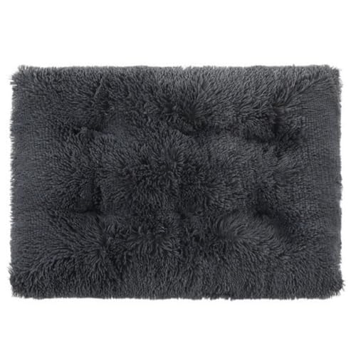 LZWNBXペットマット、犬用マット、長毛ぬいぐるみ、冬用、保温睡眠マット、犬用ベッド、犬用ケージ、猫用ベッド、小型犬 (ブラック,M)