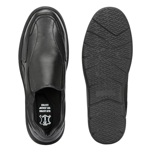 Image of Blue Leather By Centrino Genuine Leather Men's Formal | Pure Leather Slip-On Shoes | Soft & Comfortable Daily Driver | Casual Yet Elegant Formal Footwear (4042)
