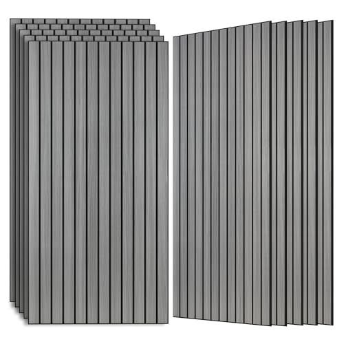AUTORIFIC Wood Veneer Sound Panels, 10 Pack 47.2”x23.6” Wall Panels, Decorative Acoustic Panels for Walls, for Office,Home Theater,Studio,Living Room, Gray Oak(Mitred)