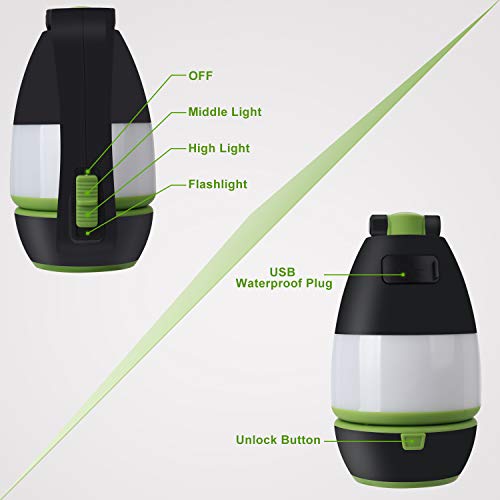 Bawoo LED Camping Lamp Camping Lantern IPX4 Waterproof USB Rechargeable Torch Emergency Light Portable Tent Lamp for Power Outages, Hiking, Camping, Emergency etc. - Image 3