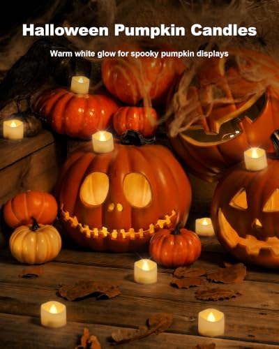 Image of Homemory 100-Pack Flameless Tea Lights Candles Battery Operated, 200+ Hours | Flickering LED Tealights for Wedding Centerpieces, Banquets, Party Tables, Halloween, Christmas Displays and Reception Decor