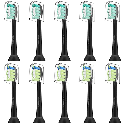 Replacement Toothbrush Heads Compatible with Philips Sonicare Gentle & Effective Electric Tooth Brush Refill for Plaque Control 10 Pack (Black)