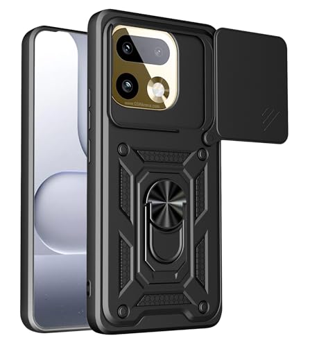 Image of Tough Armor Bumper Back Cover Case for Realme 16 Pro Plus 5G | Sliding Camera Cover, Kickstand & Ring Holder 360 Degree Protection Back Cover Case for Realme 16 Pro Plus 5G - Black