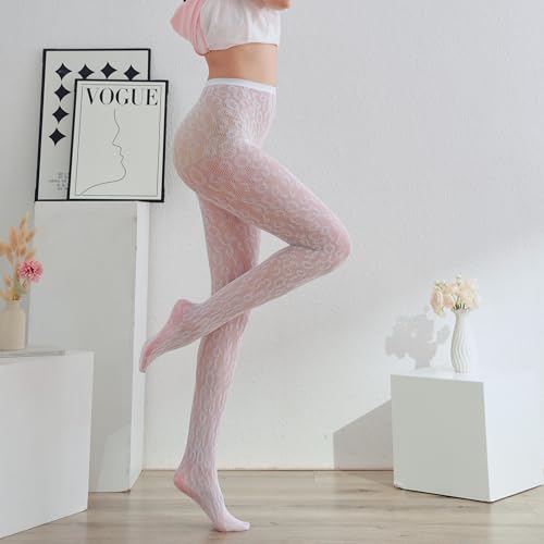 Image of Sahabowi Fishnet Pantyhose For Women Sheer High Waist Tights Control Top Mesh Stockings, Pantyhose12
