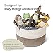 Luxury Little XXXL Nursery Storage Basket, 22 x 22 x 14 inches - 100% Cotton Rope Baskets with Handles, Laundry Basket for Toys, Blankets and Pillows - Off White & Beige