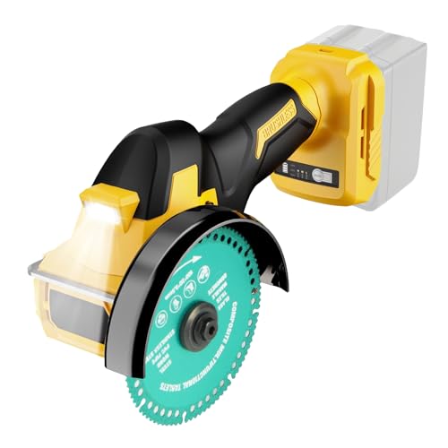 Sega circolare a batteria da 4 pollici, compatibile con batteria Dewalt da 20 V (senza batteria), mini sega circolare brushless da 18.000 giri/min, 2 lame, 3 livelli di velocità e luce a LED per legno