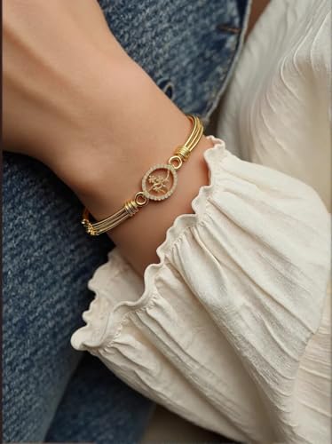 18K Gold Bracelets for Women, Premium Gold Plated Bangle Bracelets for Women, Personalized Bangle with Cubic Zirconia, Love Bracelet Jewelry for Women3