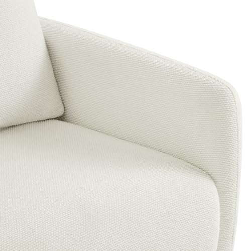 Image of Modern Swivel Accent Chair, 360 Rotating Round Barrel Armchair with Performance Fabric Upholstery for Living Room, Bedroom, Office, Reading Nook, Single,Cream