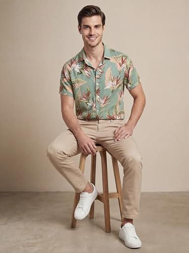 Image of GRECIILOOKS Men's Casual Stylish Printed Regular Fit Shirt | Formal Half Sleeve Shirt for Man | Trendy Summer Outfit for Men
