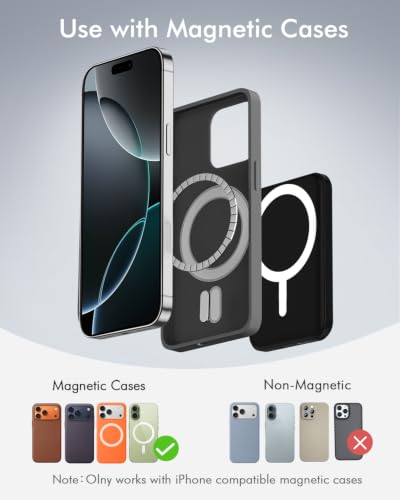 Image of podoru for Magsafe Battery Pack, 5000mAh Magnetic Power Bank with Type-C Cable 20W PD Fast Charging Lighting Input Wireless Portable Charger for iPhone 17 /16 /15 /14 /13 /12 / All Series-Deep Matte Black