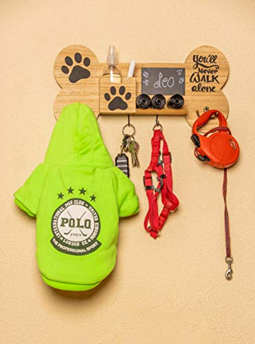 Emotiset hölzerne Wandaufhänger mit 6 Haken Ideal für hängende Leinen und Zubehör für Ihren Hund oder Pet.Customizable mit Chalkboard enthält Kreide marker.Gift Tierliebhaber.