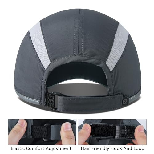 Gadiemkensd CES-C40 Sport Hat 50+ Upf Inhibit Uv Lightweight Baseball Cap Quick Drying Reflective Foldable Cap Water Repellency With Mesh Race Suitable For Men Woman Running Outdoor Activity Cap Dark Gray thumb #2