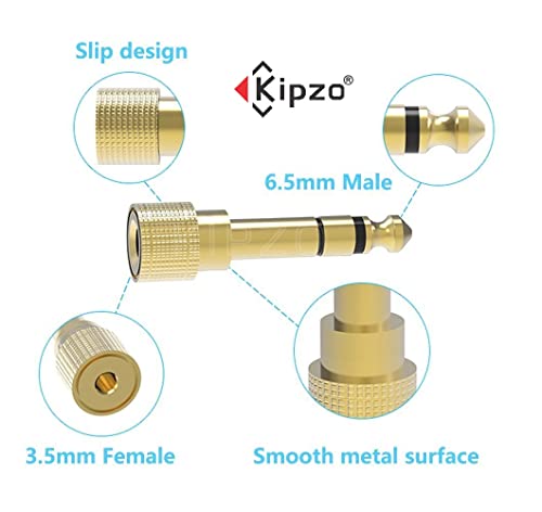 Image of Gold Plated 6.5 mm Male to 3.5 mm Female Jack Audio Converter Connector Adapter 3.5mm Female to 6.5mm Male Stereo Jack Headphone Adapter for Speaker, Amplifier