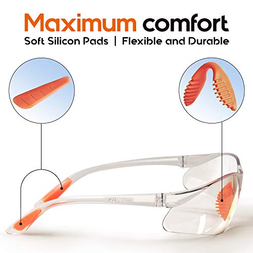 Safety Glasses Uv 400 Protection For Eye Protection & Corded Earplugs Kit-Lightweight, Thick, Anti Fog, Scratch Resistant, Clear, Wraparound Eyewear For Indoor/Outdoor Work (Set Of 3) #TOP4