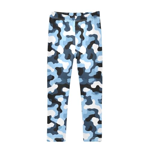 ALAZA Girls' Leggings Children's Yoga Pants Skinny Printed Dance Blue Camouflage Comfortable 4T