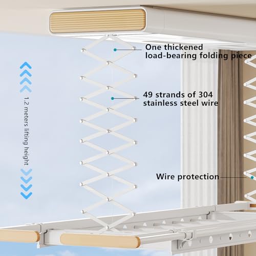 Suszarka Elektryczna Do Ubrań Montowana Na Suficie, Oszczędzająca Miejsce Konstrukcja Ze Stopu Aluminium, Zapewniająca Wydajne Suszenie, Idealna Do Małych Przestrzen