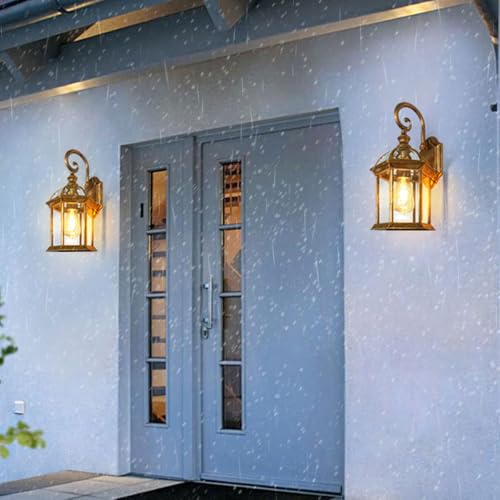 Applique extérieure E27 bronze et verre lampe murale rétro 48cm - 4